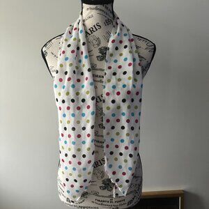 Colorful Polka Dot Lightweight Scarf – White with Multicolor Dots